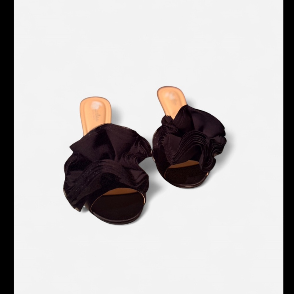 Charles By Charles David Black Ruffle Mules